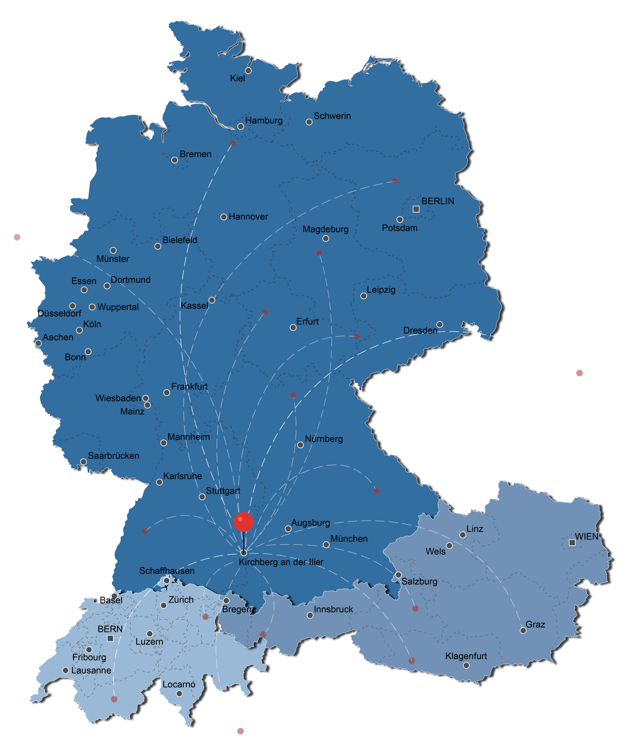 Liefergebiet von Reifen Straub in Deutschland und Österreich